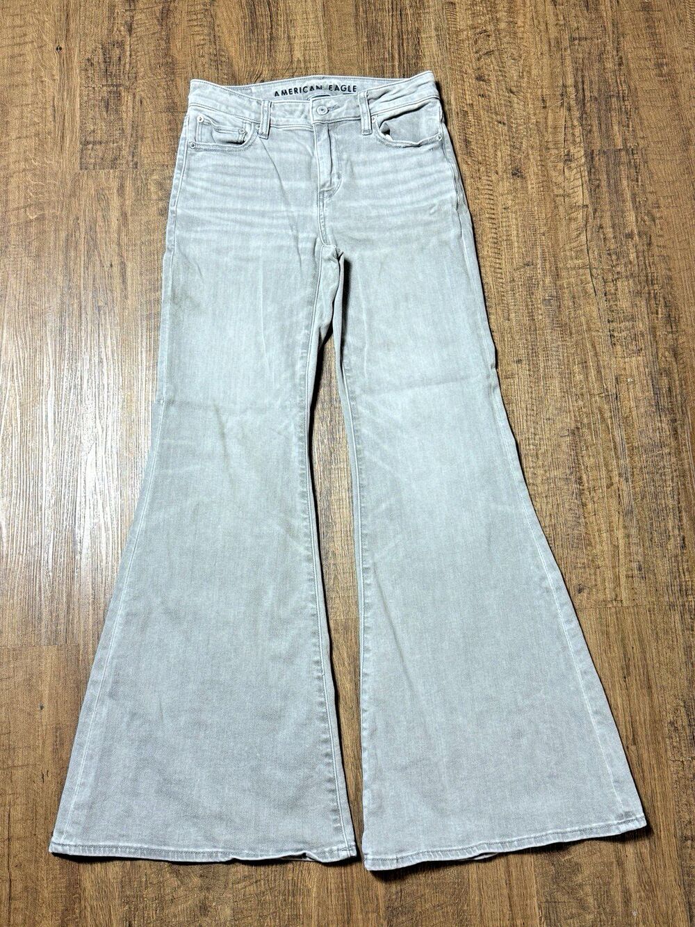 American Eagle Festival Flare Jeans Womens Size 0 Light Gray Stretch Denim Pants